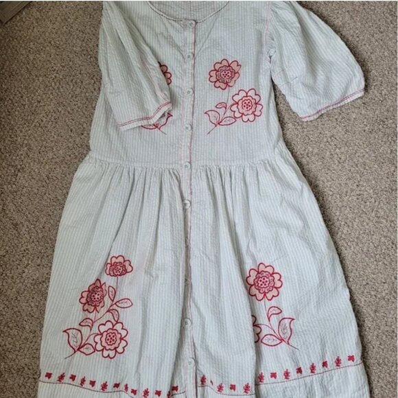 Free People Saugatuck Embroidered Midi Shirt White Dress Oversized size L - Picture 10 of 11